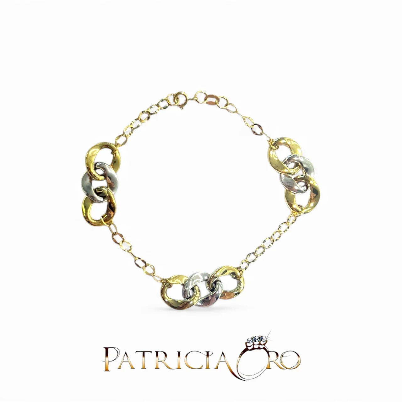 Bracciale da donna in oro bicolore 750, un gioiello di lusso perfetto per un'idea regalo preziosa.