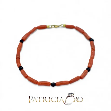 Bracciale Uomo in Corallo Sciacca e Onice Oro 18kt