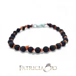 Bracciale da uomo Patricia Oro Creations con corallo Sciacca e pietra lavica, un gioiello made in italy di alta qualità.