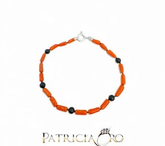 Bracciale da uomo Patricia Oro Creations con Corallo Sciacca e Onice: un gioiello made in italy di alta gioielleria.