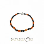 Bracciale da uomo Patricia Oro Creations con Corallo Sciacca e Onice: un gioiello di alta manifattura italiana, perfetto come idea regalo preziosa. (Vista 2)