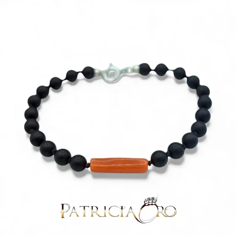 Bracciale uomo Corallo Sciacca e Onice