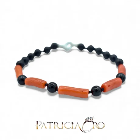 Bracciale Uomo in Corallo Sciacca e Onice