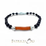 Bracciale da uomo Patricia Oro Creations con Corallo Sciacca e Onice, un gioiello made in italy di alta manifattura.