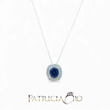Collana con Zaffiro e Diamanti Oro Bianco 18kt Davite&Delucchi