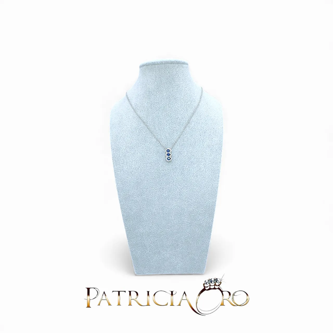 Splendida collana in oro con zaffiro e diamanti Davite&Delucchi, un gioiello di lusso perfetto per un'occasione speciale. (Vista 2)