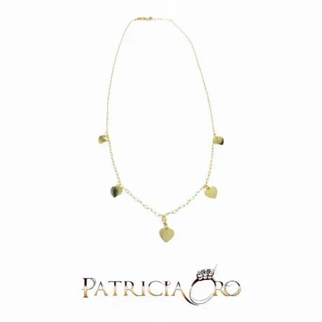 Girocollo Donna Oro Giallo 750 con Cuori