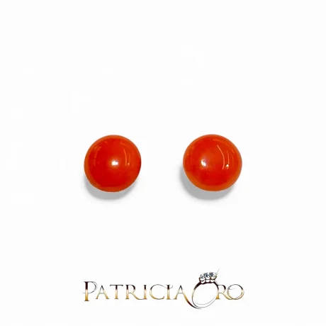 Orecchini Bottone di Corallo in Oro 18kt