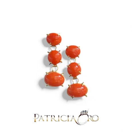 Orecchini Cabochon Corallo in Oro 750