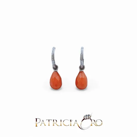 Orecchini Corallo Sciacca e Diamanti Oro 750