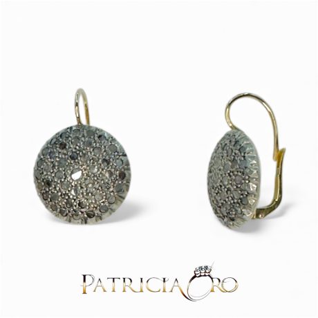 Orecchini Stile Antico in Oro 375 e Diamanti Piatti