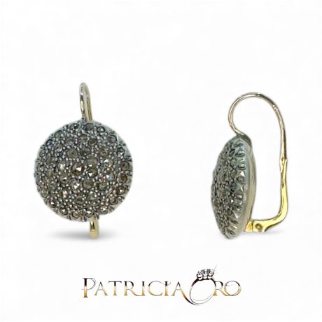 Orecchini Stile Antico in Oro 375 e Diamanti Rosetta