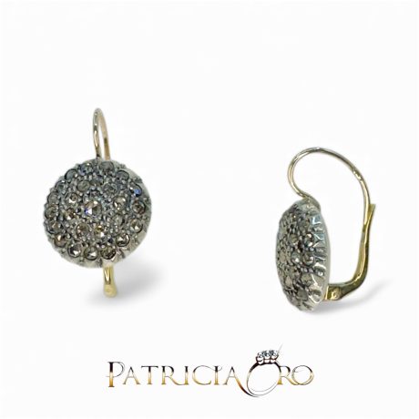 Orecchini Stile Antico in Oro 375 e Diamanti Rosetta