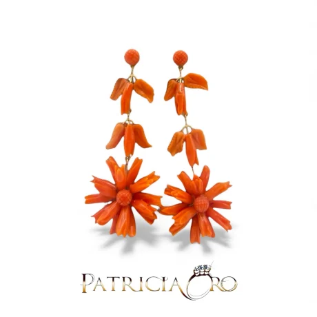 Orecchini Frutta e Fiori in Corallo Oro 18k