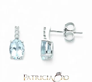Orecchini Miluna con acquamarina ovale e diamanti brillanti in oro 18k: un gioiello di lusso per chi ama i gioielli diamanti.