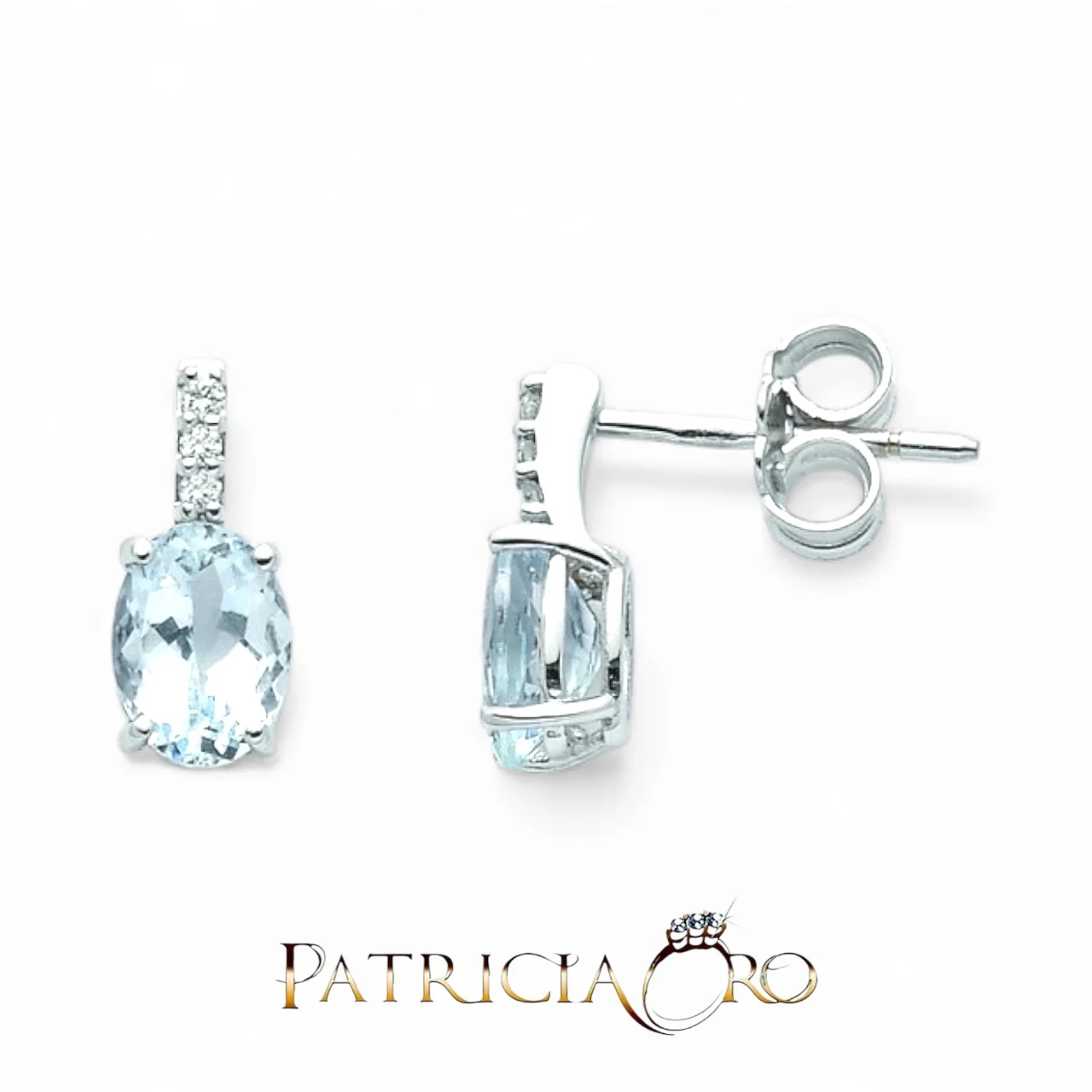 Orecchini Miluna con acquamarina ovale e diamanti brillanti in oro 18k: un gioiello di lusso per chi ama i gioielli diamanti.