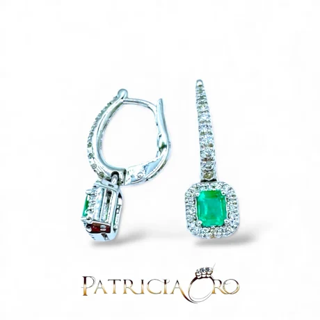Orecchini Smeraldo e Diamanti Oro Bianco 18kt Davite&Delucchi