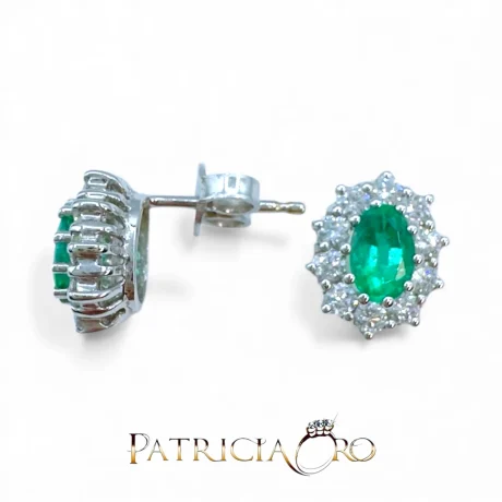 Orecchini con Smeraldo e Diamanti Davite & Delucchi Oro Bianco 18kt