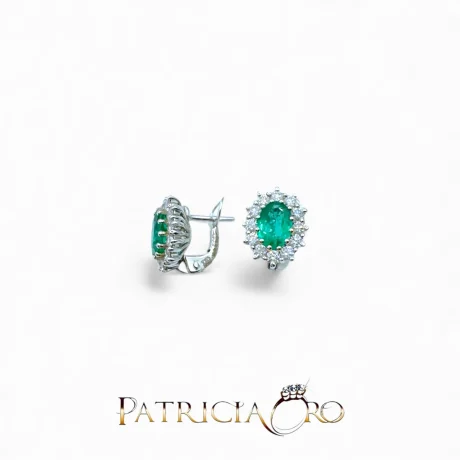 Orecchini con Smeraldo Naturale e Diamanti Oro Bianco 18kt Davite&Delucchi