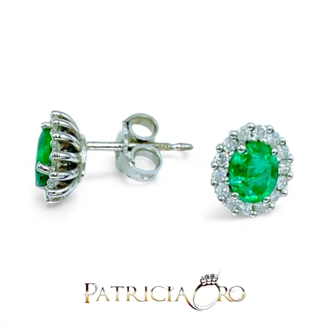 Orecchini con Smeraldo e Diamanti Davite&Delucchi in Oro Bianco 18kt
