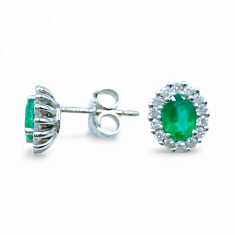 Orecchini con Smeraldo e Diamanti Davite & Delucchi Oro Bianco 18kt
