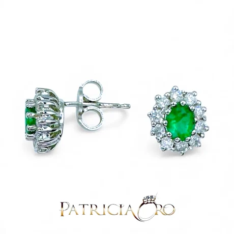 Orecchini Davite & Delucchi con Smeraldo e Diamanti in Oro Bianco 18KT