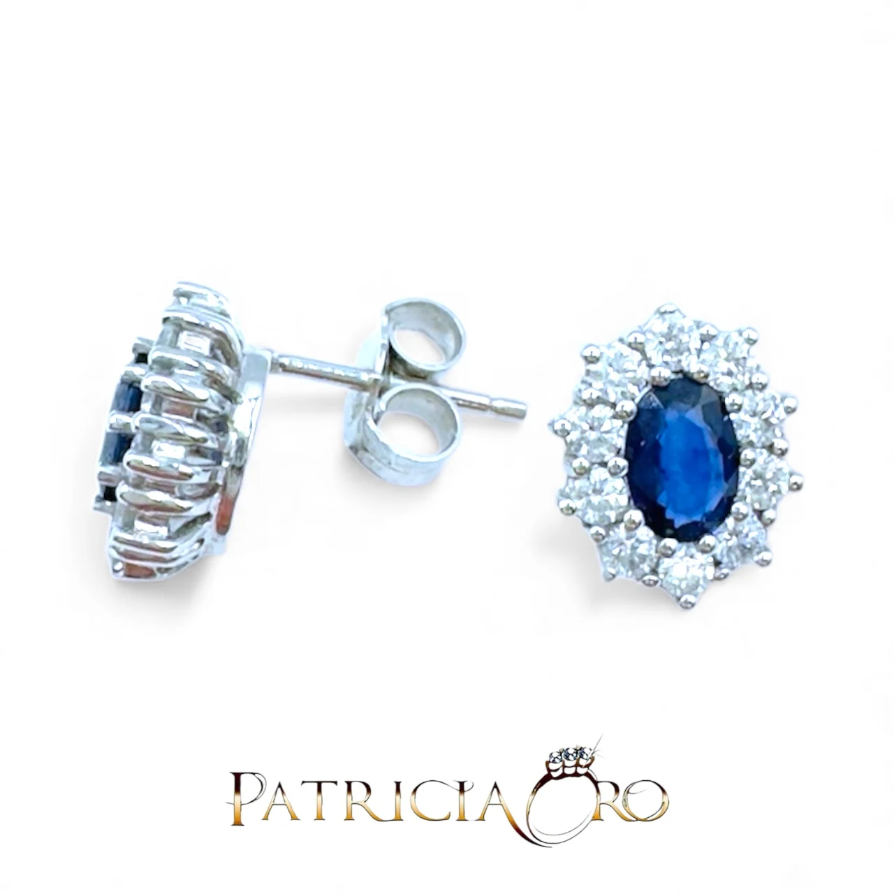 Splendidi orecchini Davite&Delucchi con zaffiri e diamanti, un'eccellenza di gioielli di lusso per un'eleganza senza tempo. (Vista 2)