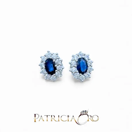 Orecchini con Zaffiro e Diamanti Davite&Delucchi in Oro Bianco 18kt