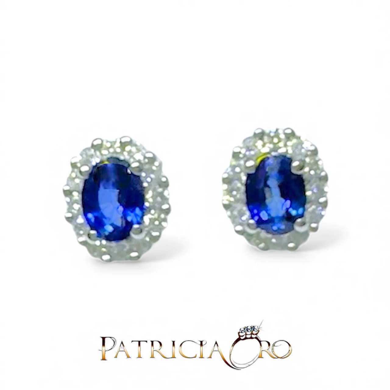 Splendidi orecchini in oro con zaffiri e diamanti, un gioiello di lusso perfetto per un'occasione speciale. (Vista 2)