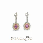 Splendidi orecchini Davite & Delucchi con zaffiro rosa e diamanti, un gioiello di lusso perfetto per un'occasione speciale.