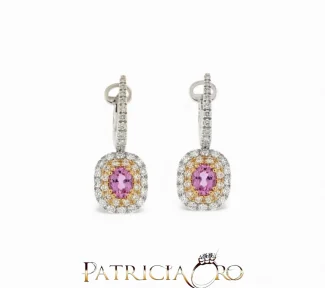 Splendidi orecchini Davite & Delucchi con zaffiro rosa e diamanti, un gioiello di lusso perfetto per un'occasione speciale.