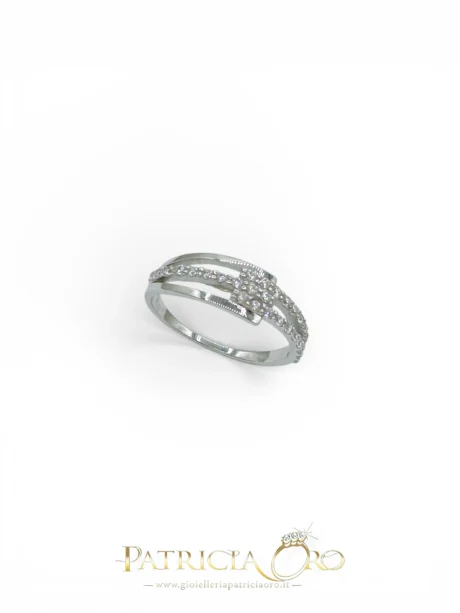 Anello Donna in Oro Bianco 18kt con Zirconia