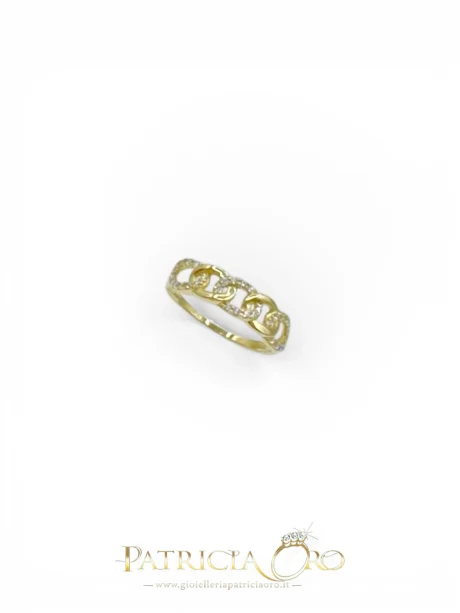 Anello donna in oro giallo 18kt con zirconia