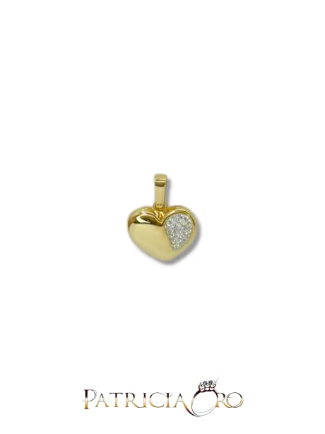 Ciondolo Cuore Oro Giallo 18kt con Zirconi