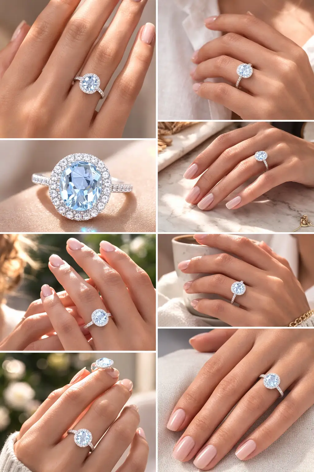 Splendido anello Davite & Delucchi con acquamarina e diamanti, un gioiello di lusso perfetto per un'occasione speciale. (Vista 2)