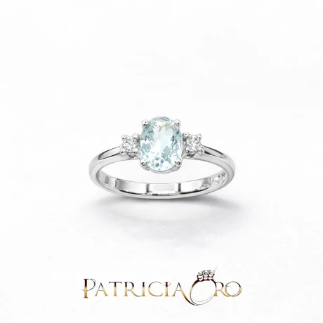 Anello Acqua Marina e Diamanti Davite & Delucchi Oro Bianco 750