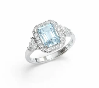 Splendido anello Davite&Delucchi con acquamarina e diamanti, un gioiello di lusso perfetto per un'idea regalo preziosa. Scopri la collezione di Gioielleria Patricia Oro.