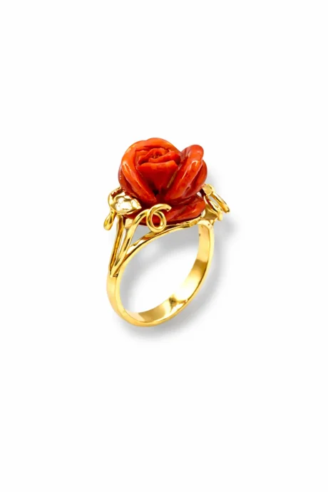 Anello Rosa in Corallo Sciacca Oro 9kt