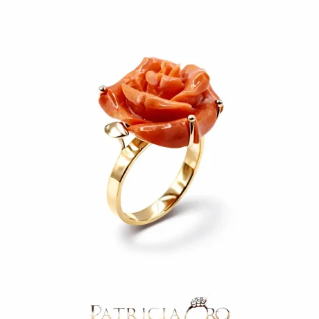 Anello Rosa Corallo Sciacca Oro 9kt