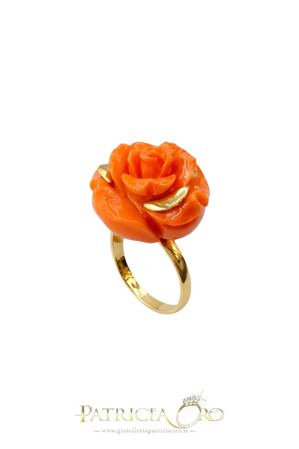 Anello Corallo Sciacca Patricia Oro Creations: un capolavoro di alta gioielleria made in Italy, realizzato in oro 18k e corallo pregiato.