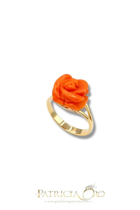 Anello Donna in Corallo Sciacca Rosa Oro 9kt