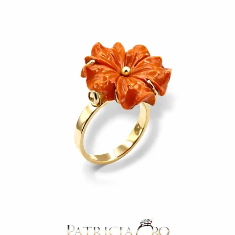 Anello Donna in Oro 9kt con Corallo Sciacca
