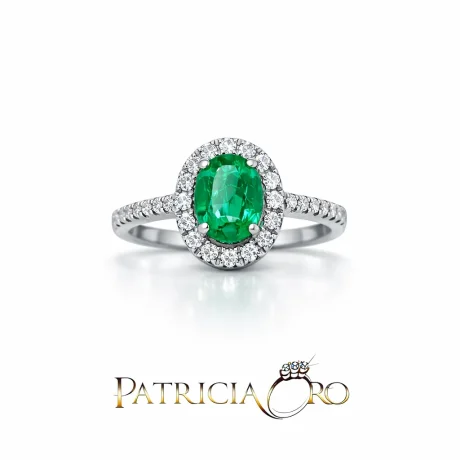 Anello Smeraldo e Diamanti in Oro Bianco 18kt Davite&Delucchi