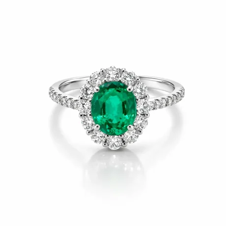 Anello donna con Smeraldo e Diamanti Oro Bianco 750 Davite&Delucchi