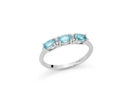 Anello Miluna Gioielli Acquamarina e Diamanti in Oro Bianco 18kt