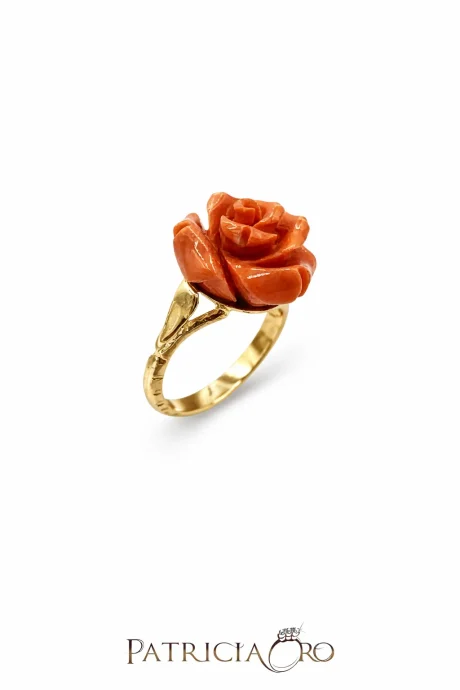 Anello Rosa in Corallo Sciacca Oro 9kt