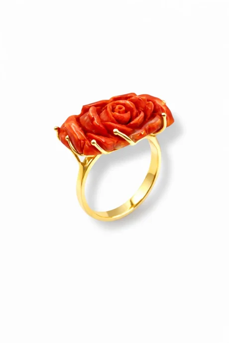 Anello Rosa in Corallo Sciacca Oro 9kt
