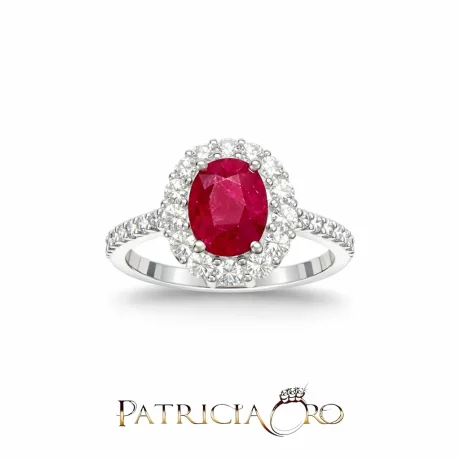 Anello con Rubino e Diamanti in Oro Bianco 18kt Davite & Delucchi