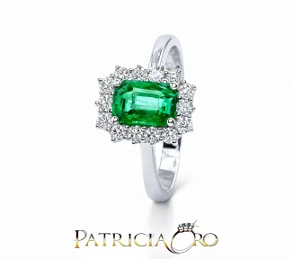 Anello Davite&Delucchi con smeraldo e diamanti naturali: un gioiello smeraldo di alta gioielleria, perfetto per un'idea regalo preziosa.