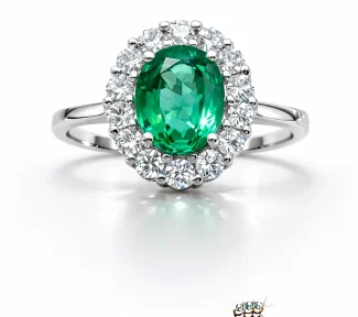 Splendido anello Davite&Delucchi in oro 18k con smeraldo e diamanti, un gioiello smeraldo di alta gioielleria.